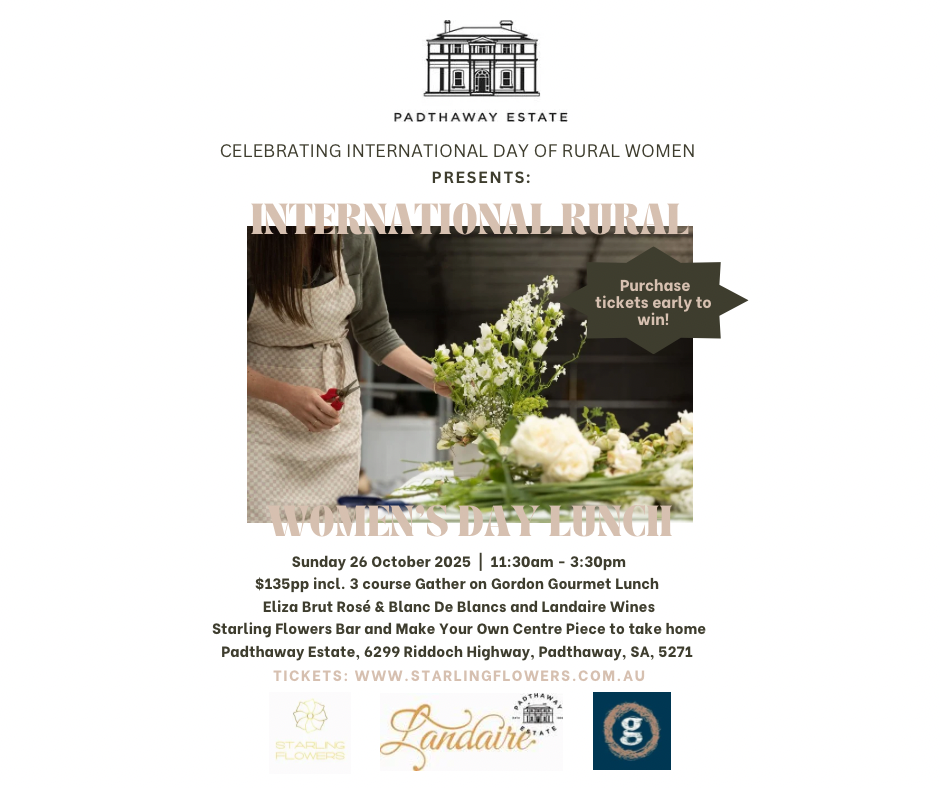 International Rural Women's Day - Lunch, Wine and Flowers at Padthaway Estate - 26 October 2025