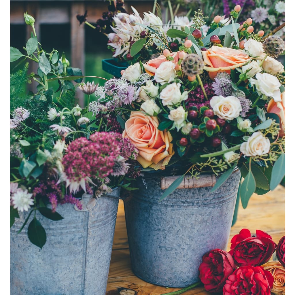 DIY Seasonal Flower Buckets - Flowers